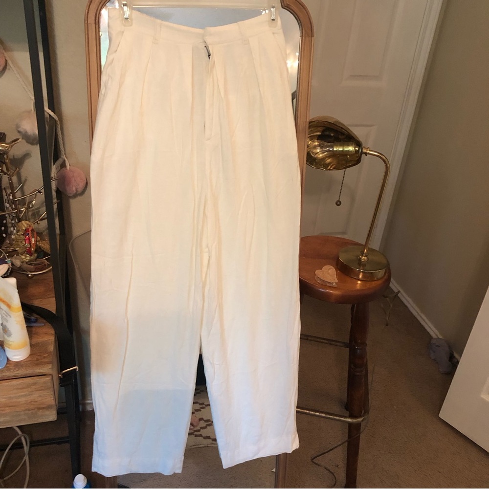 Pleated White Free People Trousers